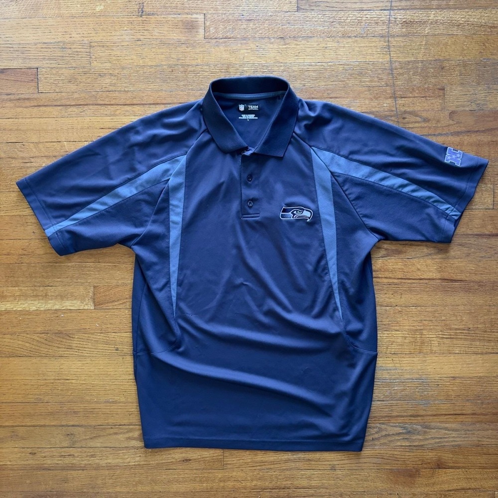 Team Apparel Seahawks Polo Shirt NFL Football Fan Apparel Gray Trim L‎